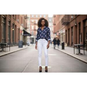 Tommy Hilfiger Navy Blue Floral Print Women's Blouse